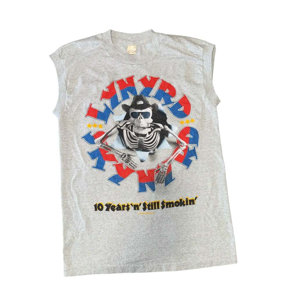 Vintage 80s Lynyrd Skynyrd 10 Years 'n' Still Smokin' Sleeveless T-Shirt Size L